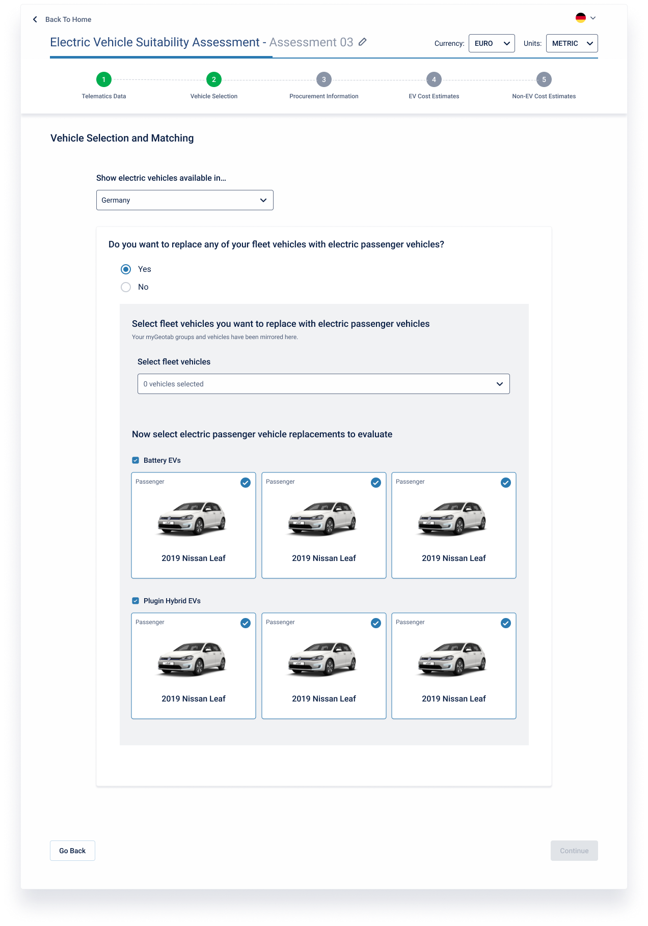 Vehicle selection
