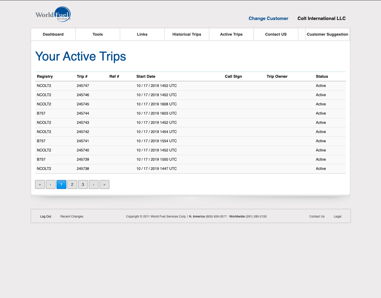 Before: the legacy TripView list, a dense table with empty columns