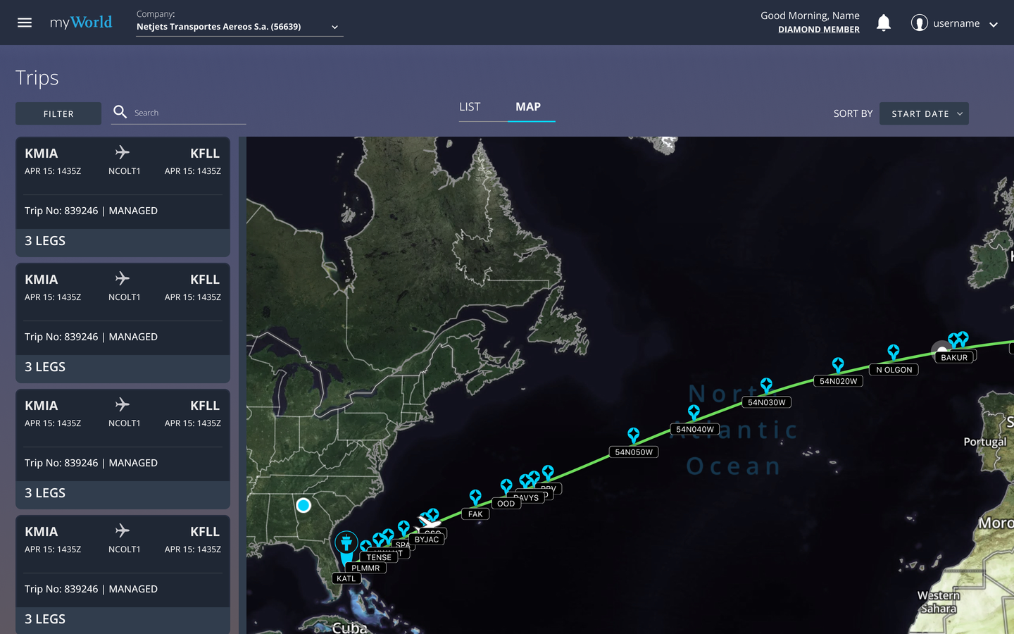 Trips map view